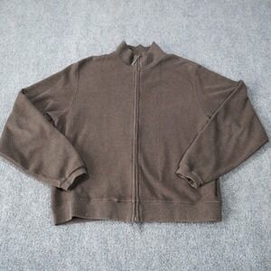 Carnoustie Mens Full Zip Mock Neck Jacket Brown Cotton‎ Small S Casual
